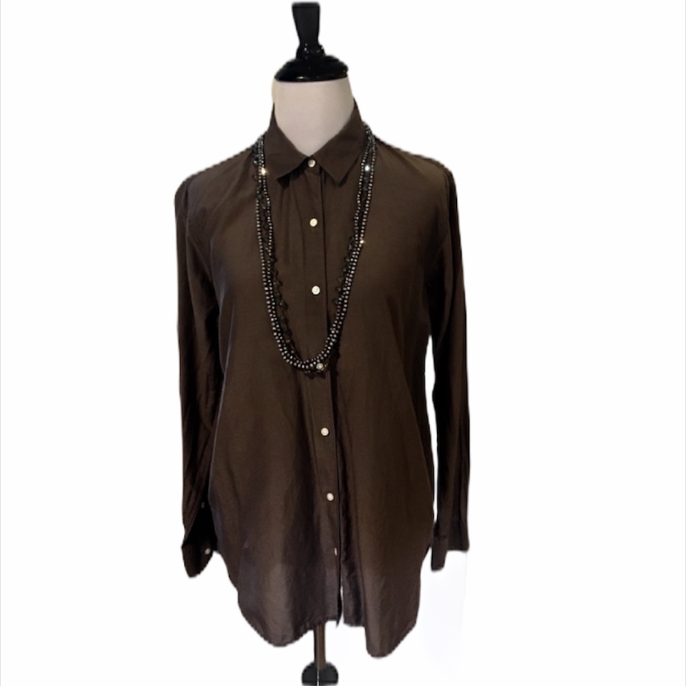 Gap Silk Classic Button-Down Blouse Size Small - image 1